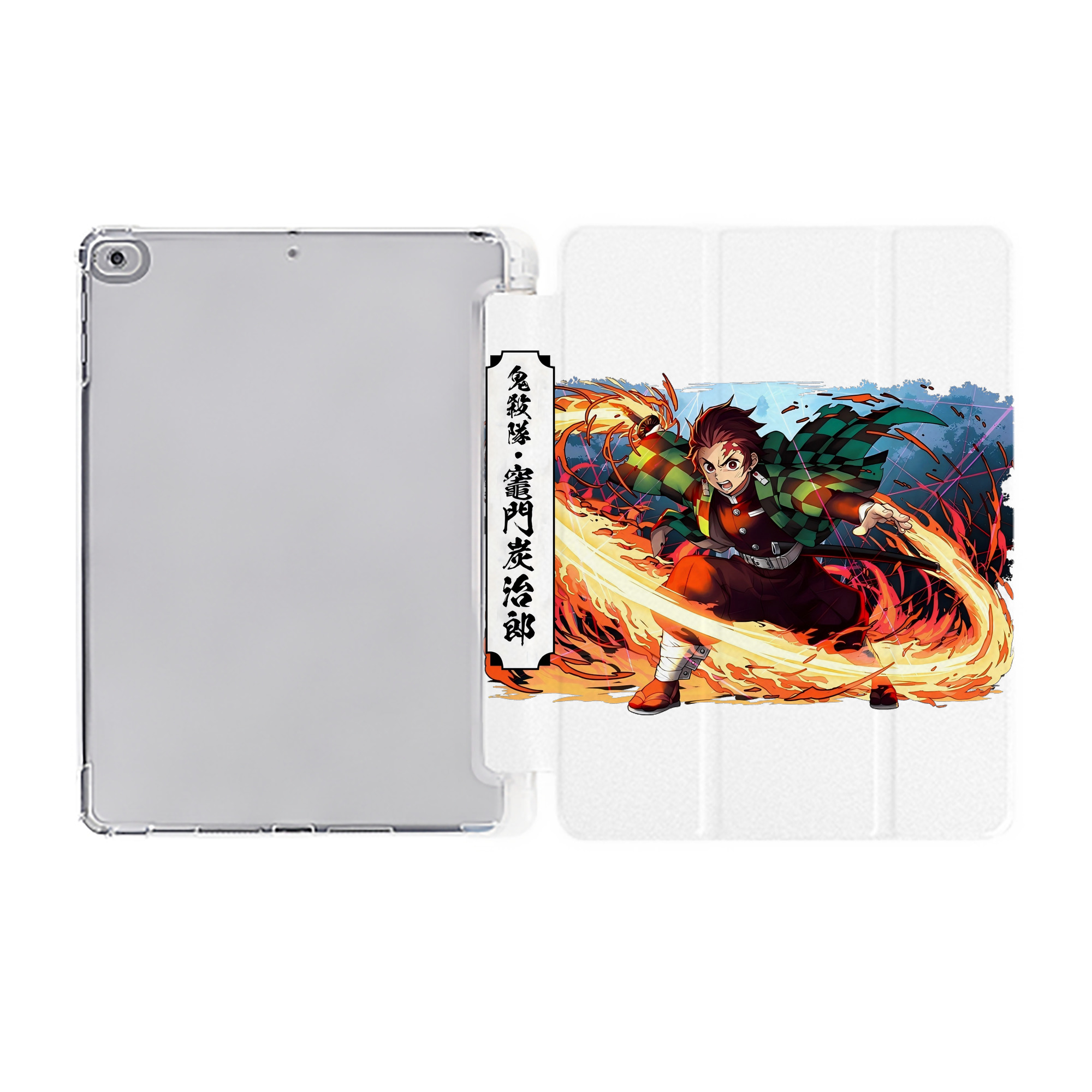 （画像用） 鬼滅の刃 竈門 炭治郎／かまど たんじろう Kamado Tanjirou IPad ケース ペン収納付き 三つ折りスタンド PUレザー×シリコン 対応機種9.5/10.5/10.9インチ